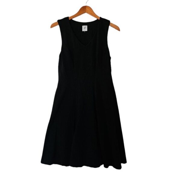 CAbi Dress Black Fit & Flare V Neck Sleeveless Black Ponte Performance Knit S Sm - Picture 3 of 11
